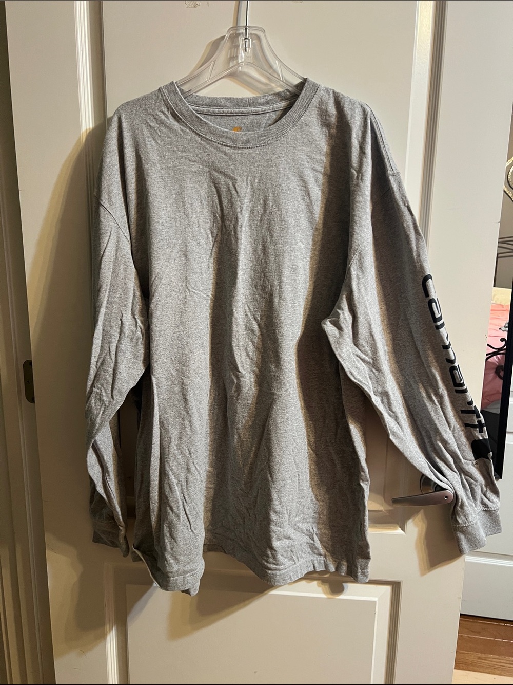 Carhartt Gray Long-Sleeve Crewneck Tee with Sleeve Logo